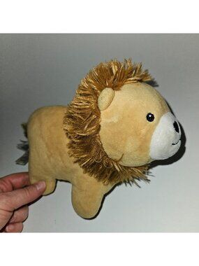 H&M Home Brown Lion Plush Lovey Stuffed Animal Toy 8" Long Sewn Eyes